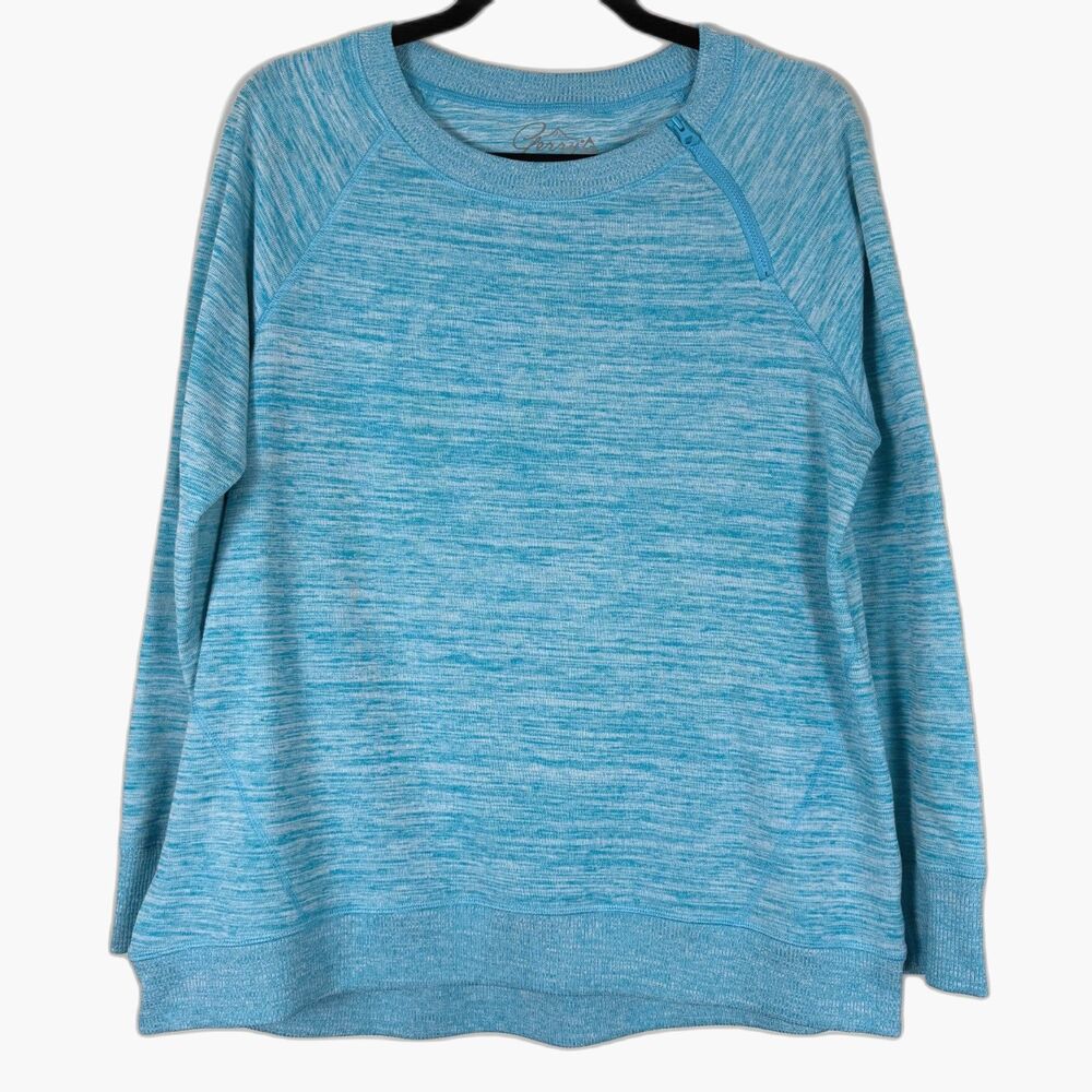 Gerry Womens Pullover Sweater Blue Crewneck Lightweight Stretch Size L